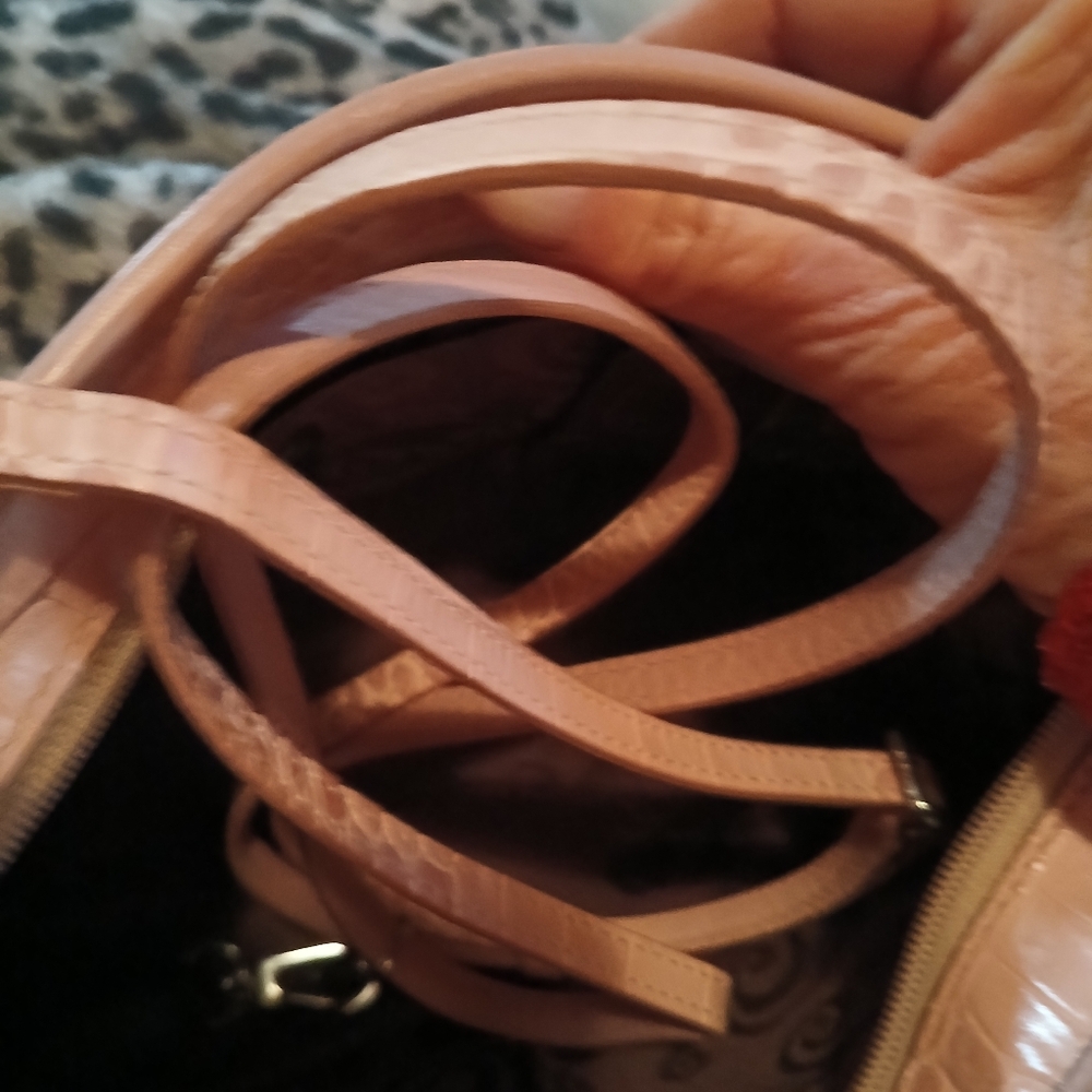 Stylish Pink and Brown Women's Handbag - Picture 7 of 7